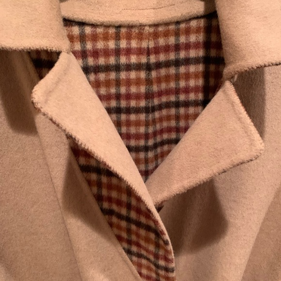 NWT Banana Republic Reversible Coat: Brown Plaid & Camel, Open, Tie Belt, Large - Picture 8 of 16